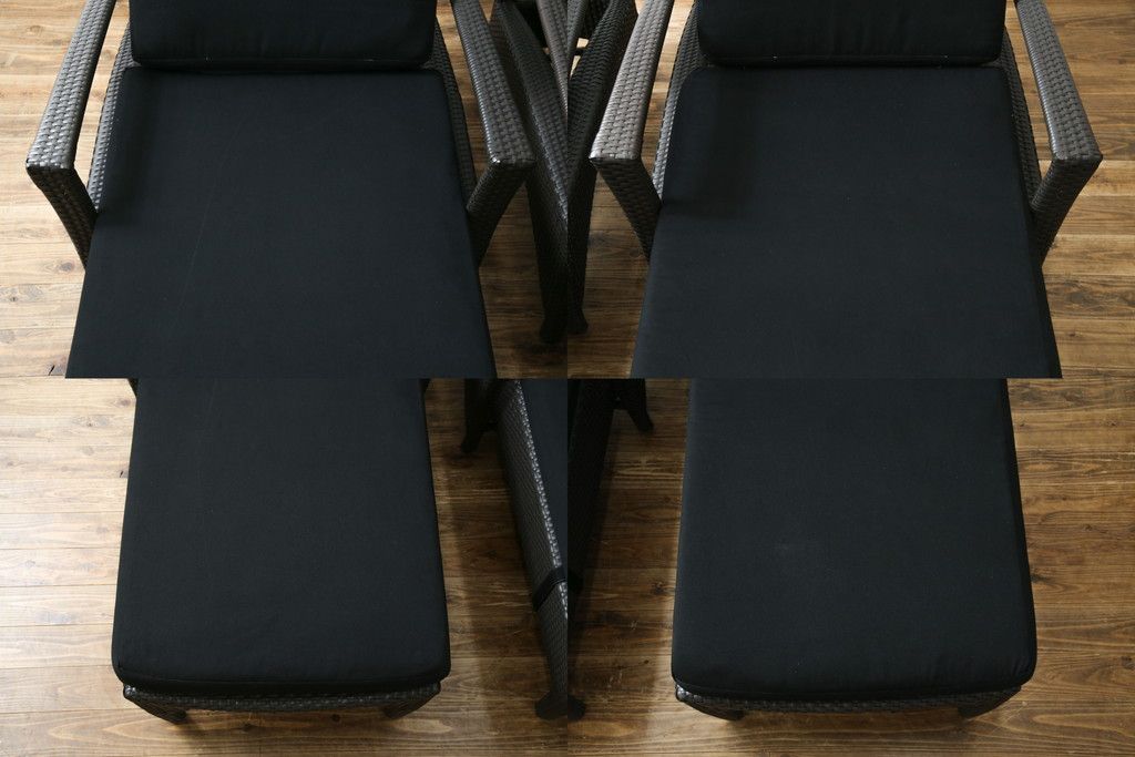 中古　超美品　展示品!!　ガーデンファニチャー　ジゼル(GISELE)　上質な時間を演出するモダンなデザインが魅力のサンラウンジャー2脚セット(デッキチェア、ビーチベッド、リゾートチェア、バラ売り可能)(定価2台で約80万円)(R-083549)