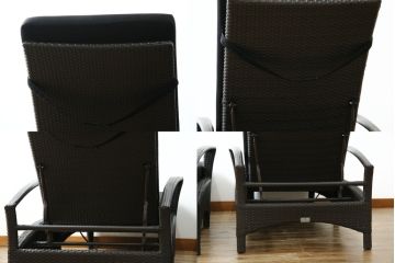 中古　超美品　展示品!!　ガーデンファニチャー　ジゼル(GISELE)　上質な時間を演出するモダンなデザインが魅力のサンラウンジャー2脚セット(デッキチェア、ビーチベッド、リゾートチェア、バラ売り可能)(定価2台で約80万円)(R-083549)