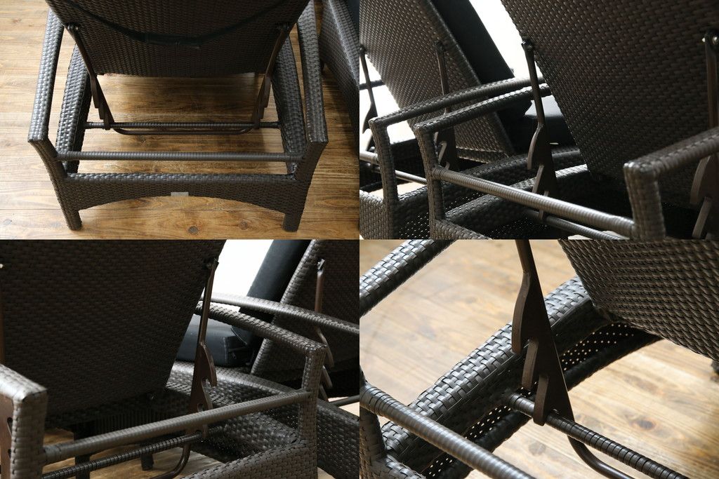 中古　超美品　展示品!!　ガーデンファニチャー　ジゼル(GISELE)　上質な時間を演出するモダンなデザインが魅力のサンラウンジャー2脚セット(デッキチェア、ビーチベッド、リゾートチェア、バラ売り可能)(定価2台で約80万円)(R-083549)