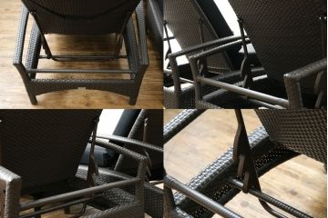 中古　超美品　展示品!!　ガーデンファニチャー　ジゼル(GISELE)　上質な時間を演出するモダンなデザインが魅力のサンラウンジャー2脚セット(デッキチェア、ビーチベッド、リゾートチェア、バラ売り可能)(定価2台で約80万円)(R-083549)