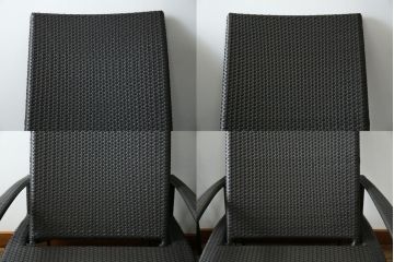 中古　超美品　展示品!!　ガーデンファニチャー　ジゼル(GISELE)　上質な時間を演出するモダンなデザインが魅力のサンラウンジャー2脚セット(デッキチェア、ビーチベッド、リゾートチェア、バラ売り可能)(定価2台で約80万円)(R-083549)