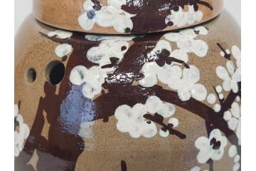 永楽善五郎　乾山写　梅絵　透かし　空間に格調高い趣を添える手焙(手あぶり、即中斎書付、茶道具、裏印、共箱付)(R-083555)