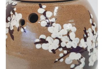 永楽善五郎　乾山写　梅絵　透かし　空間に格調高い趣を添える手焙(手あぶり、即中斎書付、茶道具、裏印、共箱付)(R-083555)