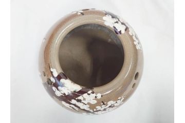 永楽善五郎　乾山写　梅絵　透かし　空間に格調高い趣を添える手焙(手あぶり、即中斎書付、茶道具、裏印、共箱付)(R-083555)