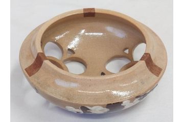 永楽善五郎　乾山写　梅絵　透かし　空間に格調高い趣を添える手焙(手あぶり、即中斎書付、茶道具、裏印、共箱付)(R-083555)