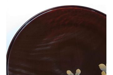 都筑幸哉作　輪島塗　蒔絵　松溜塗　桐の花　雅な佇まいの銘々盆10客セット(お盆、トレイ、トレー、銘々皿、木製、漆器、和食器、共箱付)(R-083556)
