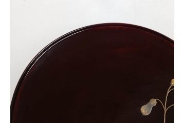 都筑幸哉作　輪島塗　蒔絵　松溜塗　桐の花　雅な佇まいの銘々盆10客セット(お盆、トレイ、トレー、銘々皿、木製、漆器、和食器、共箱付)(R-083556)
