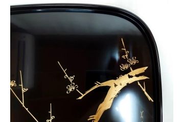 古今菁峰　輪島塗　蒔絵　五聖模様　花の丸　空間に優美な彩りを添える卓上膳・銘々皿・茶托 各5客セット(松、竹、梅、木製、漆器、漆芸、お膳、御膳、お盆、茶道具、菓子器、小皿、和食器、和皿、草花、共箱付)(R-083557)