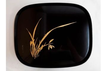 古今菁峰　輪島塗　蒔絵　五聖模様　花の丸　空間に優美な彩りを添える卓上膳・銘々皿・茶托 各5客セット(松、竹、梅、木製、漆器、漆芸、お膳、御膳、お盆、茶道具、菓子器、小皿、和食器、和皿、草花、共箱付)(R-083557)