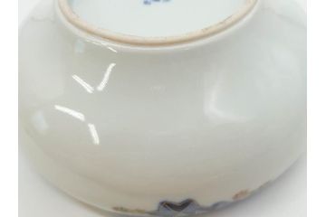 明治〜大正期　久富季九郎作　蔵春亭久富製　有田焼　鹿と紅葉　染付　金彩　色絵　深皿　約19cm　6.1寸　優雅なデザインが見る人の心を和ませる鉢(和皿、中皿、和食器、六寸一分)(R-083561)