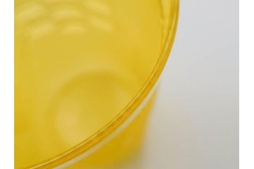 大正〜昭和初期　花文　黄色　ガラス　鮮やかな色合いが食卓に明るさと個性を添える水差し&コップ2客セット(硝子、ジャグ、蓋付き、魚子、ピッチャー、グラス、和ガラス)(R-083565)