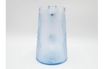 大正〜昭和初期　花文　水色　ガラス　くつろぎのひとときを涼やかに演出する水差し&コップセット(硝子、ジャグ、魚子、ピッチャー、グラス、和ガラス)(R-083566)