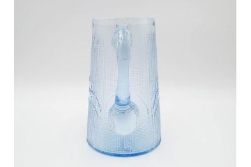 大正〜昭和初期　花文　水色　ガラス　くつろぎのひとときを涼やかに演出する水差し&コップセット(硝子、ジャグ、魚子、ピッチャー、グラス、和ガラス)(R-083566)