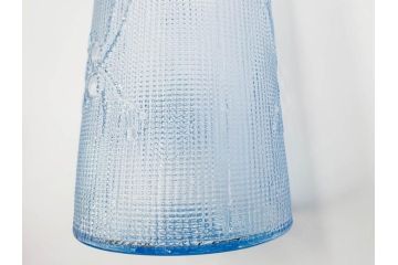大正〜昭和初期　花文　水色　ガラス　くつろぎのひとときを涼やかに演出する水差し&コップセット(硝子、ジャグ、魚子、ピッチャー、グラス、和ガラス)(R-083566)
