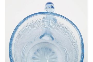 大正〜昭和初期　花文　水色　ガラス　くつろぎのひとときを涼やかに演出する水差し&コップセット(硝子、ジャグ、魚子、ピッチャー、グラス、和ガラス)(R-083566)