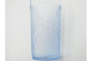 大正〜昭和初期　花文　水色　ガラス　くつろぎのひとときを涼やかに演出する水差し&コップセット(硝子、ジャグ、魚子、ピッチャー、グラス、和ガラス)(R-083566)