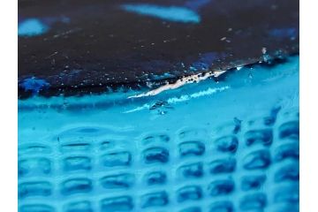 大正〜昭和初期　花文　青色　ガラス　鮮明な色彩がインテリアとしても存在感を放つ水差し(硝子、ジャグ、魚子、ピッチャー、和ガラス)(R-083567)