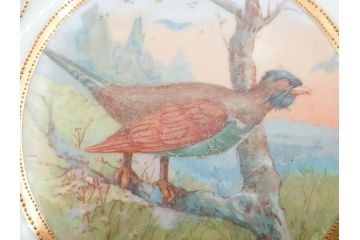 明治〜大正期　オールドノリタケ　NORITAKE　金彩　金盛　ハンドペイント　雉　蝶　丁寧に施された装飾が日常に彩りと品格を添えるプレート2枚セット(ちょう、鳥、キジ、取手付、大皿、中皿、洋食器)(R-083568)