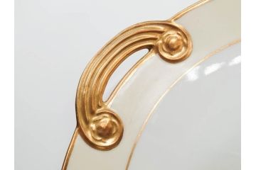 明治〜大正期　オールドノリタケ　NORITAKE　金彩　金盛　ハンドペイント　雉　蝶　丁寧に施された装飾が日常に彩りと品格を添えるプレート2枚セット(ちょう、鳥、キジ、取手付、大皿、中皿、洋食器)(R-083568)