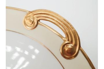 明治〜大正期　オールドノリタケ　NORITAKE　金彩　金盛　ハンドペイント　雉　蝶　丁寧に施された装飾が日常に彩りと品格を添えるプレート2枚セット(ちょう、鳥、キジ、取手付、大皿、中皿、洋食器)(R-083568)