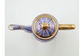 明治〜大正期　オールドノリタケ　NORITAKE　花籠　ラスター彩と金彩が織りなす幻想的な輝きが贅沢なひとときを演出するポット・カップ&ソーサー4客セット(ティー、コーヒー、マルキ印、C&S、洋食器)(R-083569)