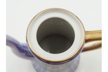 明治〜大正期　オールドノリタケ　NORITAKE　花籠　ラスター彩と金彩が織りなす幻想的な輝きが贅沢なひとときを演出するポット・カップ&ソーサー4客セット(ティー、コーヒー、マルキ印、C&S、洋食器)(R-083569)