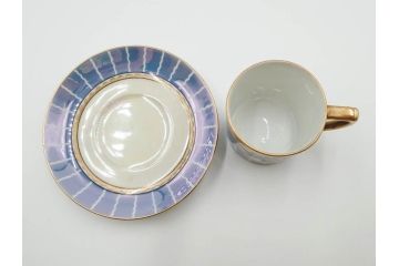 明治〜大正期　オールドノリタケ　NORITAKE　花籠　ラスター彩と金彩が織りなす幻想的な輝きが贅沢なひとときを演出するポット・カップ&ソーサー4客セット(ティー、コーヒー、マルキ印、C&S、洋食器)(R-083569)