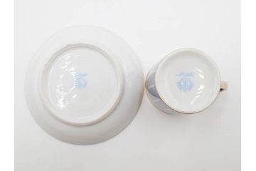 明治〜大正期　オールドノリタケ　NORITAKE　花籠　ラスター彩と金彩が織りなす幻想的な輝きが贅沢なひとときを演出するポット・カップ&ソーサー4客セット(ティー、コーヒー、マルキ印、C&S、洋食器)(R-083569)