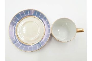 明治〜大正期　オールドノリタケ　NORITAKE　花籠　ラスター彩と金彩が織りなす幻想的な輝きが贅沢なひとときを演出するポット・カップ&ソーサー4客セット(ティー、コーヒー、マルキ印、C&S、洋食器)(R-083569)