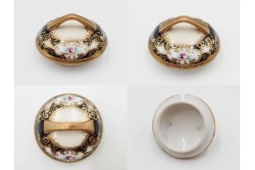 明治〜大正期　オールドノリタケ　NORITAKE　金彩　金盛　花　ハンドペイント　格調高く華やぎを纏ったコーヒーセット(ポット、クリーマー、シュガーポット、カップ&ソーサー3客、C&S、洋食器)(R-083570)