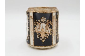 明治〜大正期　オールドノリタケ　NORITAKE　金彩　金盛　花　ハンドペイント　格調高く華やぎを纏ったコーヒーセット(ポット、クリーマー、シュガーポット、カップ&ソーサー3客、C&S、洋食器)(R-083570)