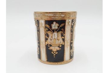 明治〜大正期　オールドノリタケ　NORITAKE　金彩　金盛　花　ハンドペイント　格調高く華やぎを纏ったコーヒーセット(ポット、クリーマー、シュガーポット、カップ&ソーサー3客、C&S、洋食器)(R-083570)