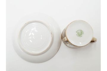 明治〜大正期　オールドノリタケ　NORITAKE　金彩　金盛　花　ハンドペイント　格調高く華やぎを纏ったコーヒーセット(ポット、クリーマー、シュガーポット、カップ&ソーサー3客、C&S、洋食器)(R-083570)