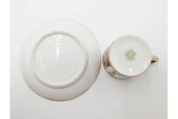 明治〜大正期　オールドノリタケ　NORITAKE　金彩　金盛　花　ハンドペイント　格調高く華やぎを纏ったコーヒーセット(ポット、クリーマー、シュガーポット、カップ&ソーサー3客、C&S、洋食器)(R-083570)