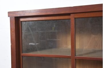 和製アンティーク　美品　漆塗りのきれいでシンプルな戸棚(サイドキャビネット、カップボード、収納棚、本箱)(R-083573)