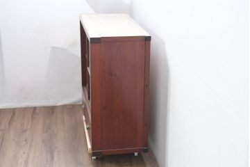 和製アンティーク　美品　漆塗りのきれいでシンプルな戸棚(サイドキャビネット、カップボード、収納棚、本箱)(R-083574)