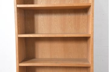 中古　美品　重厚　国産職人手作り　ぶ厚い楢(ナラ)材のシンプルな本棚(飾り棚、オープンシェルフ、ブックシェルフ、オープンラック、収納棚)(製作費約30万円)(R-083576)