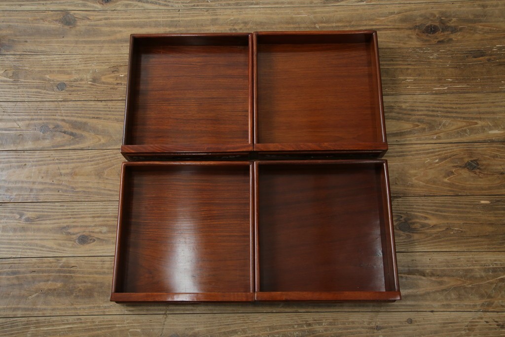 アジアンビンテージ　民芸家具　螺鈿(ラデン)象嵌入り　上品な佇まいが美しい6杯小引き出し　(R-083578)