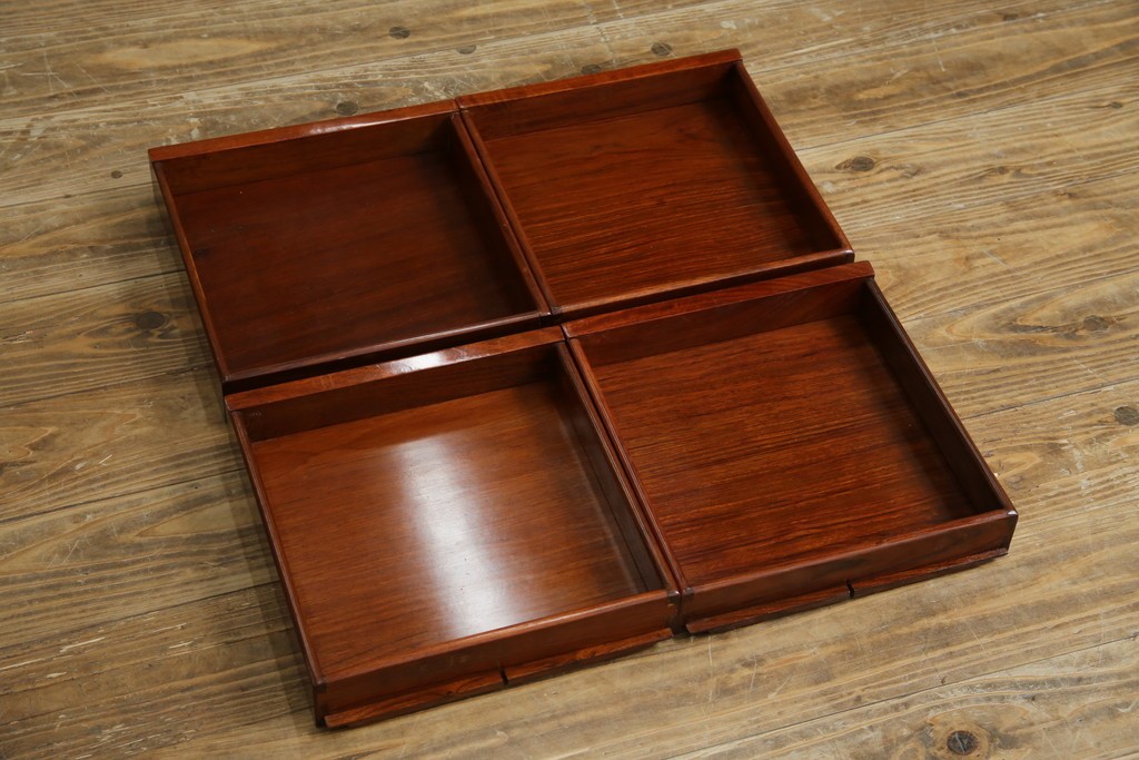 アジアンビンテージ　民芸家具　螺鈿(ラデン)象嵌入り　上品な佇まいが美しい6杯小引き出し　(R-083578)