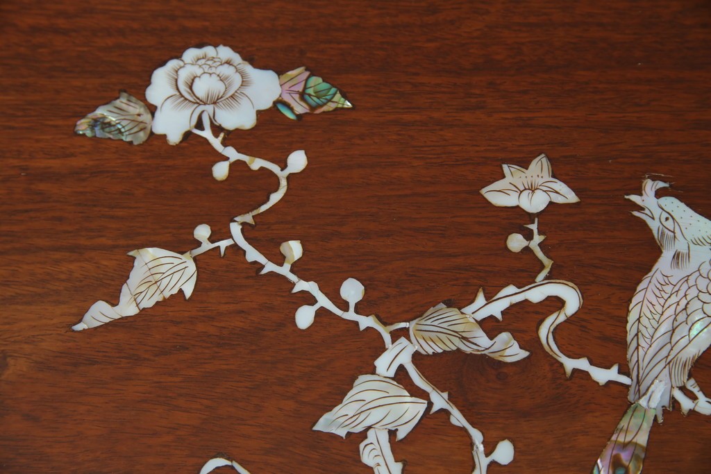 アジアンビンテージ　民芸家具　螺鈿(ラデン)象嵌入り　上品な佇まいが美しい6杯小引き出し　(R-083578)