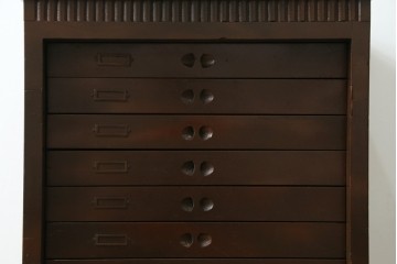 和製アンティーク　整理整頓に便利!!木の風合いを活かしたレコードケース　※塗り直し跡あり　(R-083579)