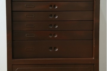 和製アンティーク　整理整頓に便利!!木の風合いを活かしたレコードケース　※塗り直し跡あり　(R-083579)