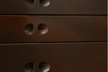 和製アンティーク　整理整頓に便利!!木の風合いを活かしたレコードケース　※塗り直し跡あり　(R-083579)