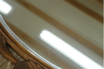 アジアンビンテージ　美しい彫刻が目を引くウォールミラー　(R-083581)