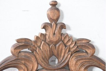 アジアンビンテージ　美しい彫刻が目を引くウォールミラー(姿見、壁掛け鏡)(R-083581)