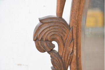アジアンビンテージ　美しい彫刻が目を引くウォールミラー(姿見、壁掛け鏡)(R-083581)