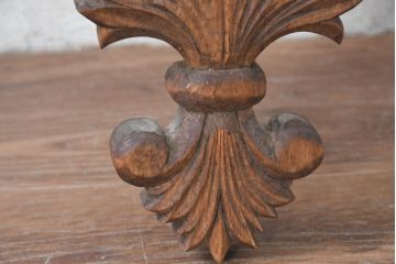 アジアンビンテージ　美しい彫刻が目を引くウォールミラー(姿見、壁掛け鏡)(R-083581)