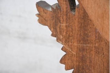 アジアンビンテージ　美しい彫刻が目を引くウォールミラー(姿見、壁掛け鏡)(R-083581)