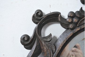 アジアンビンテージ　美しい彫刻が目を引くウォールミラー(姿見、壁掛け鏡)(R-083582)