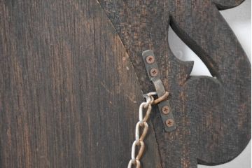アジアンビンテージ　美しい彫刻が目を引くウォールミラー(姿見、壁掛け鏡)(R-083582)